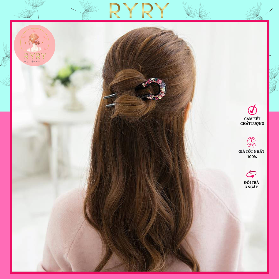 Trâm cài tóc chữ U siêu xinh đá sáng lấp lánh