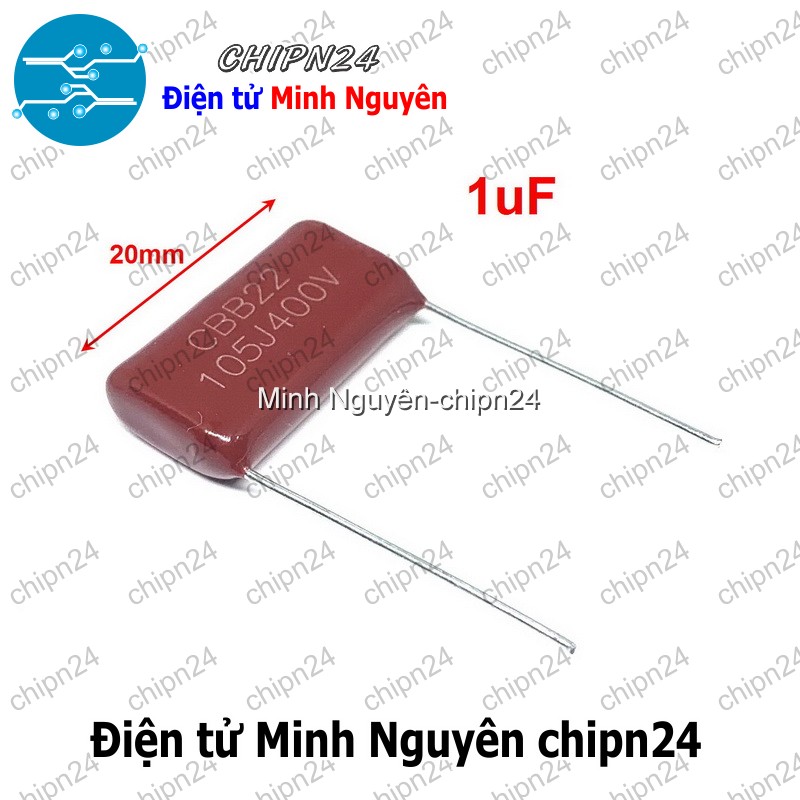 [5 con] (F231) Tụ CBB 400V 105J P=20mm (105 1uF) - HH001181
