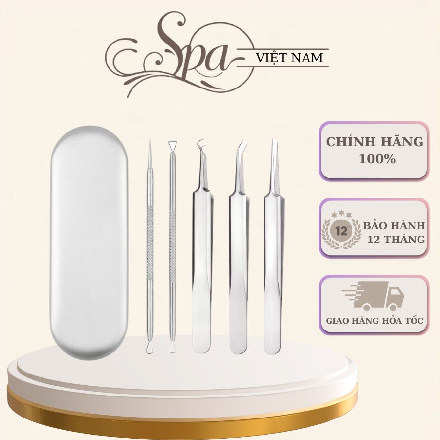 Bộ nặn mụn mới nhất | bộ nặn mụn 5 chi tiết inox chuyên dụng trong spa