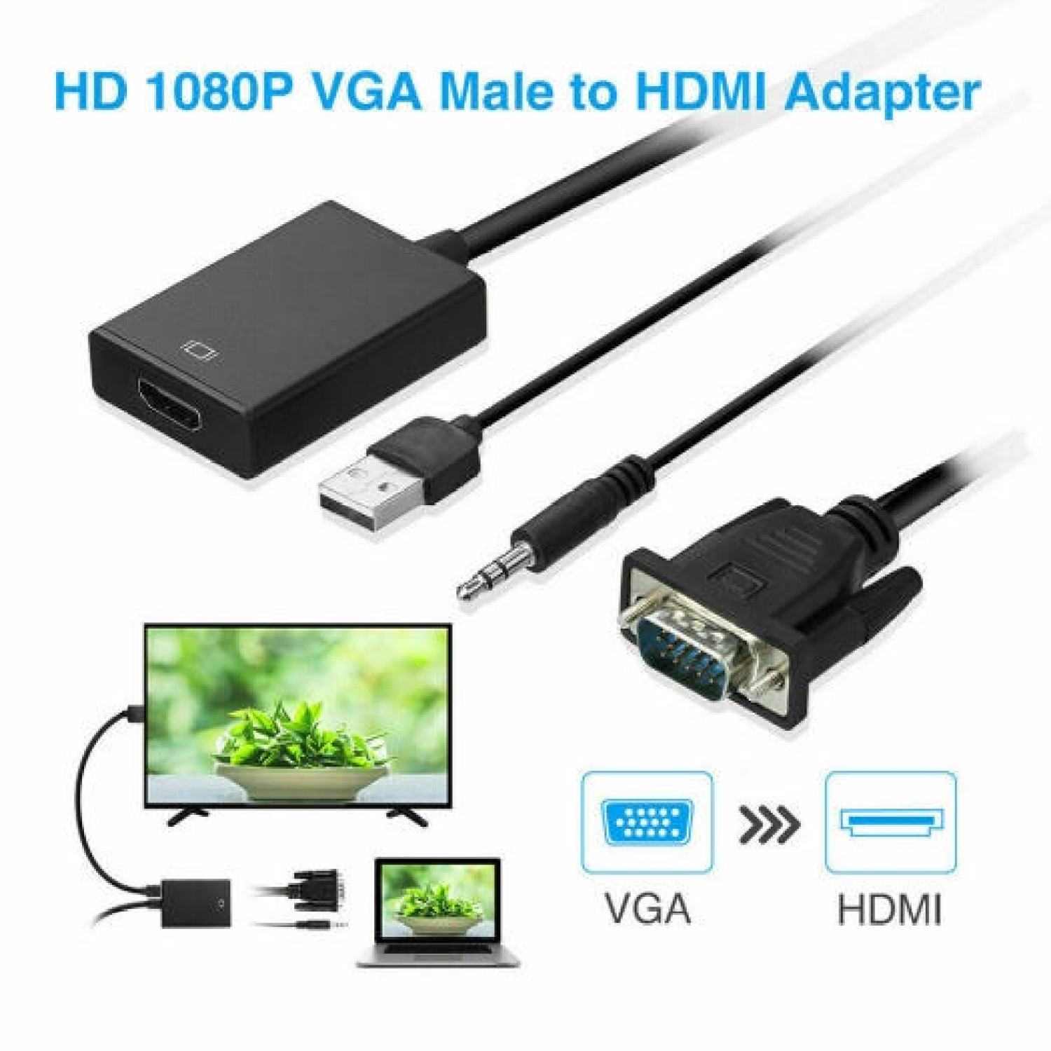 Cáp chuyển đổi vga sang hdmi full hd 1080p có audio cao cấp