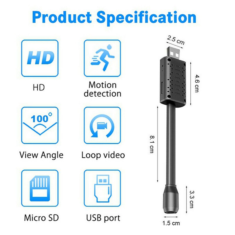 Camera Wifi Mini Giám Sát Theo Dõi, Camera V380 W11 Mini Pro Wifi USB Cao Cấp, Chất Lượng Hình Ảnh Full HD 1080P, Ống Camera Siêu Nhỏ, Dễ Dàng Điều Chỉnh Góc Chụp, Xem Qua Điện Thoại