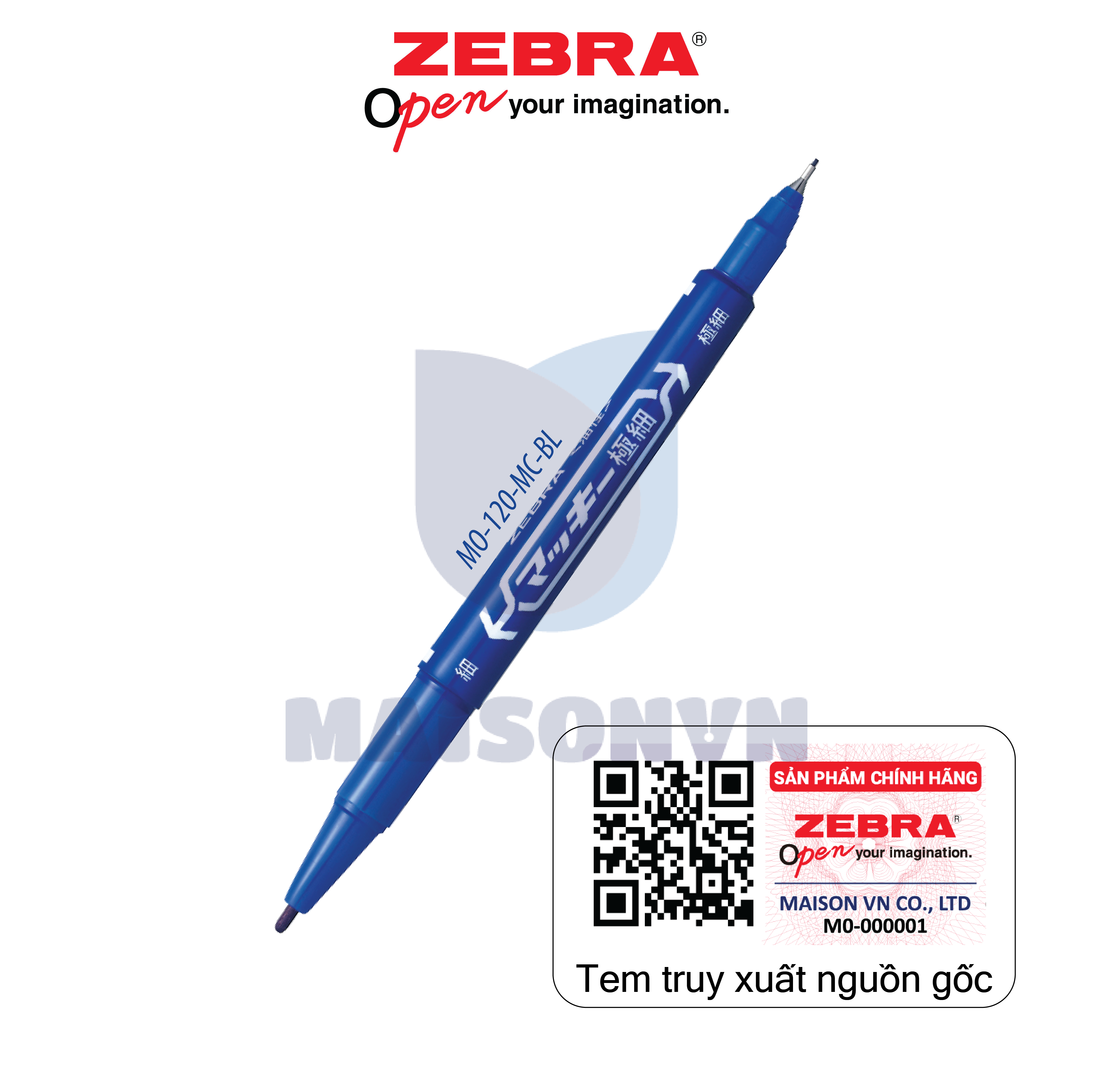 Bút Lông Dầu 2 Đầu Zebra Pen MO-120 Chính Hãng - Marker 2 Đầu 0.5mm & 1.1-1.3mm, Mực Đậm Rõ, Viết Mượt Nhanh Khô, Hạn Chế Lem - Dùng Ghi Chú, Ký Hiệu, Đánh Dấu Kho Xưởng/Văn Phòng - Màu Đen/Đỏ/Xanh Dương/Xanh Lá/Nâu - 1 Cây