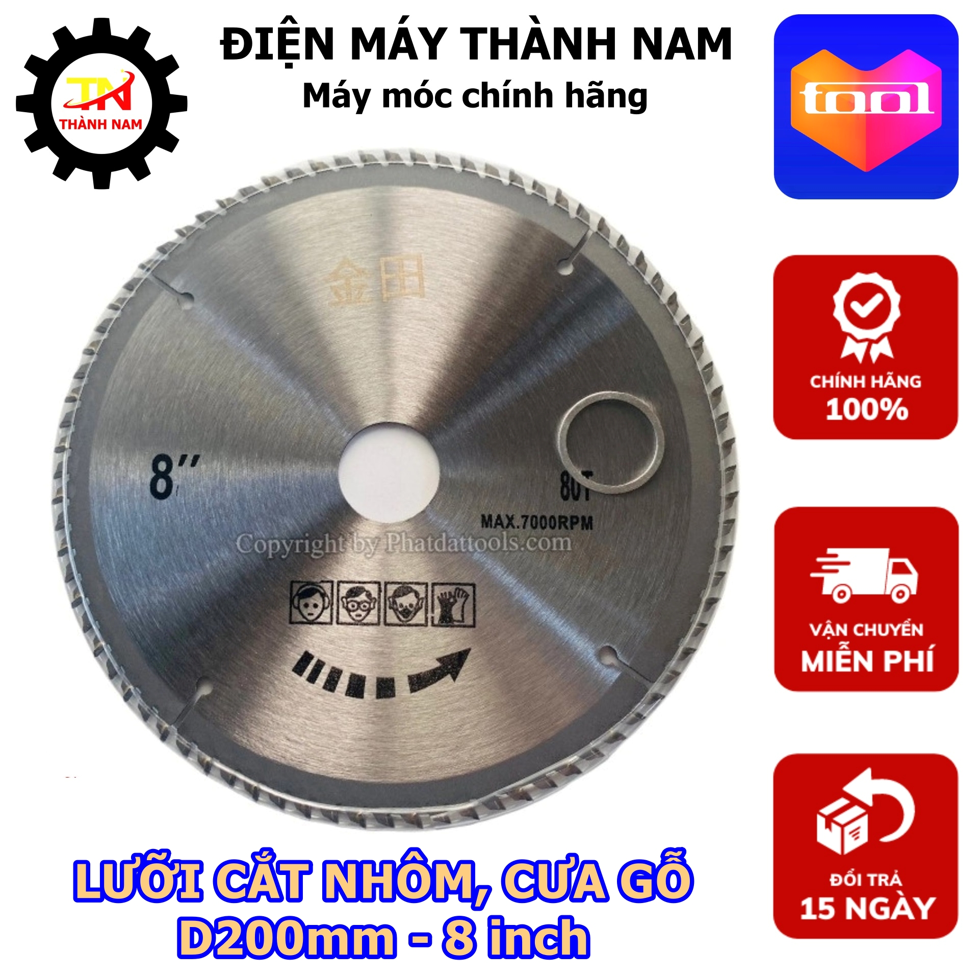 Lưỡi cưa gỗ 8 inch 100 răng cốt 25.4-30mm - lưỡi lắp cho máy cưa gỗ bàn mini - cắt đa vật liệu