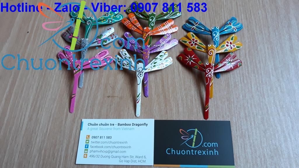 Chuồn chuồn tre 7cm bộ 3 con màu đỏ