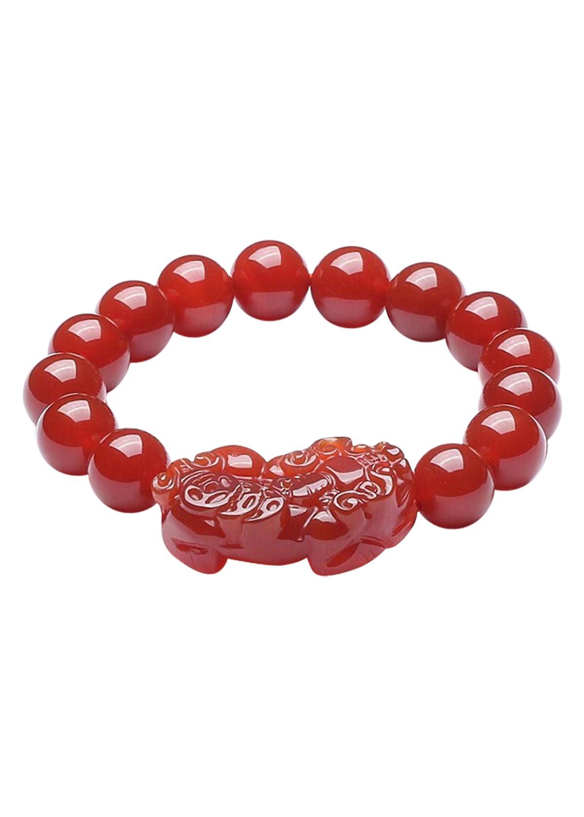 Vòng Tay Phong Thủy Agat Đỏ  Tỳ Hưu  - Chiêu Tài - Chiêu Lộc - Gặt Hái Thành Công