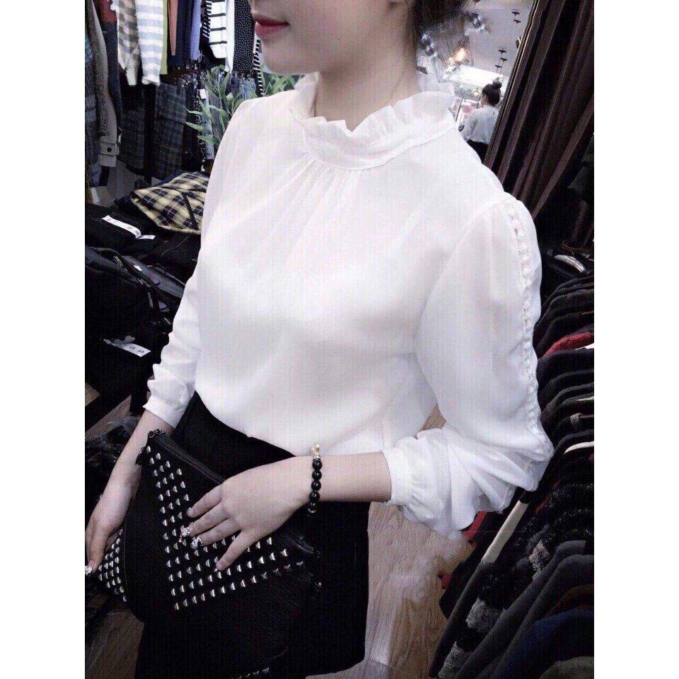 Áo von cổ cao oversize nữ tính TTS0250
