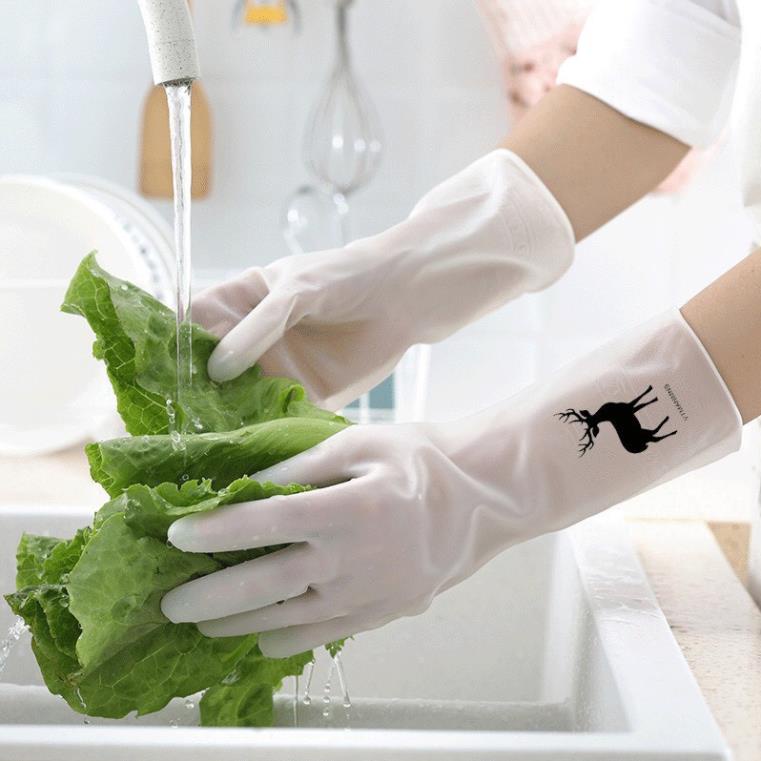 Bao Tay Rửa Chén Cao Su Hình Hươu Siêu Dai