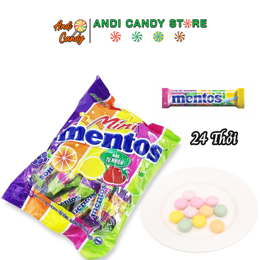24 sticks rainbow mini Mentos chewing candy