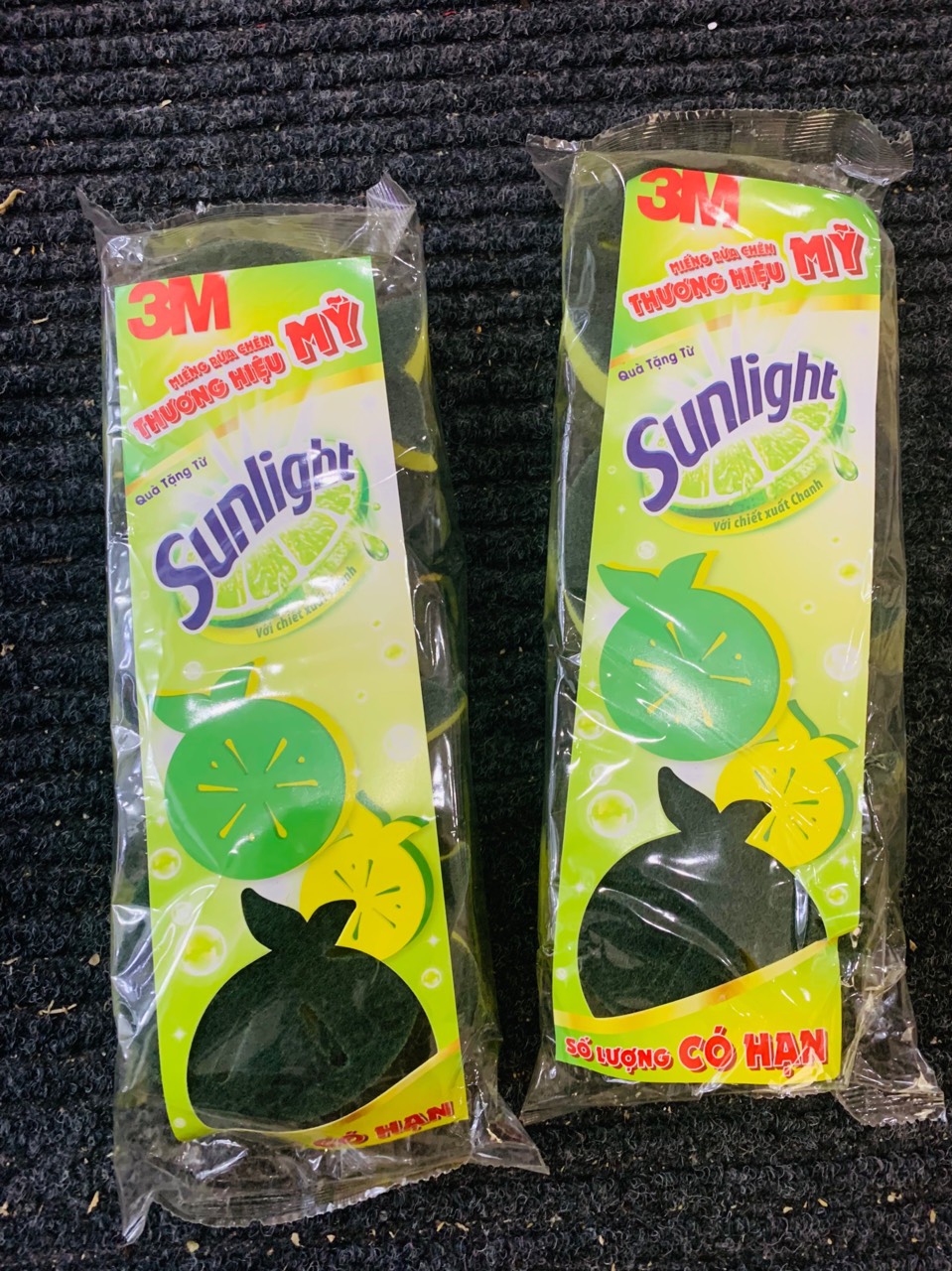 Combo 3 miếng rửa chén 3M quà từ Sunlight hình trái chanh