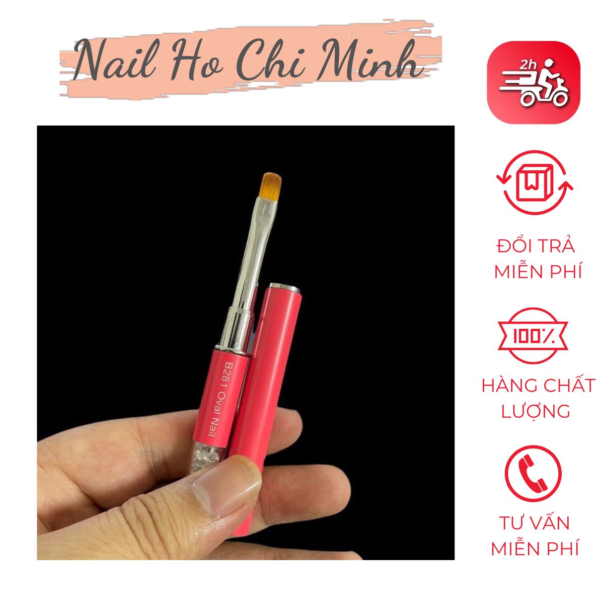 Cọ đắp gel cán đá đầu tròn - cọ đắp chuyên dụng cho dân làm móng