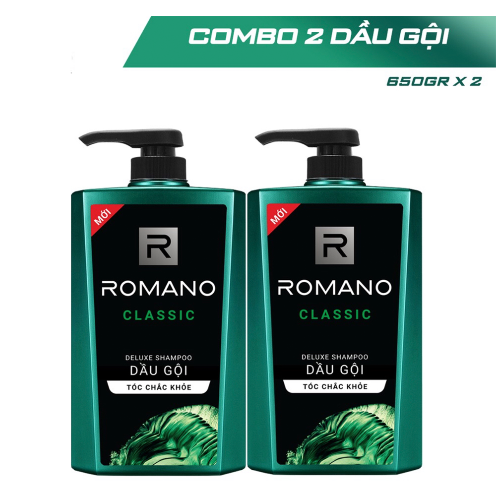 Combo 2 chai dầu gội Romano Classic 650g/chai