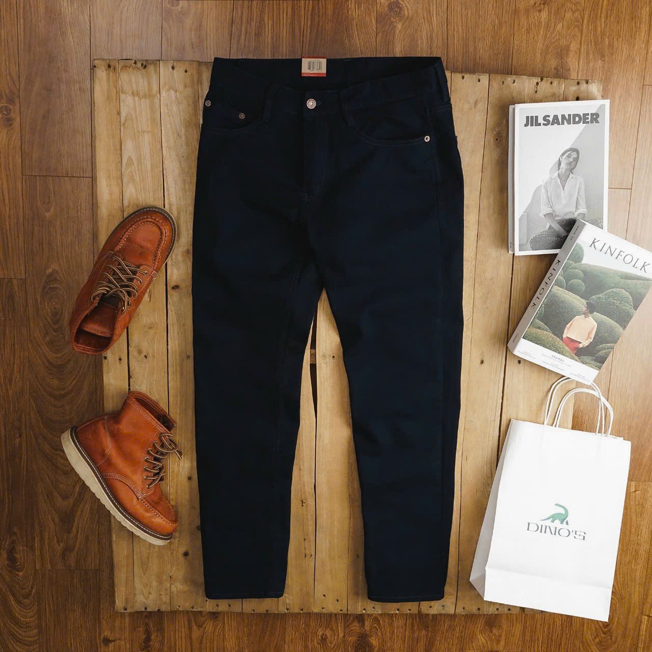 Quần Kaki Jean Slimfit Màu Xanh denim DKA Quần Kaki Nam Dáng đứng, Ôm nhẹ, Chất vải co giãn, thoáng mát - Doki