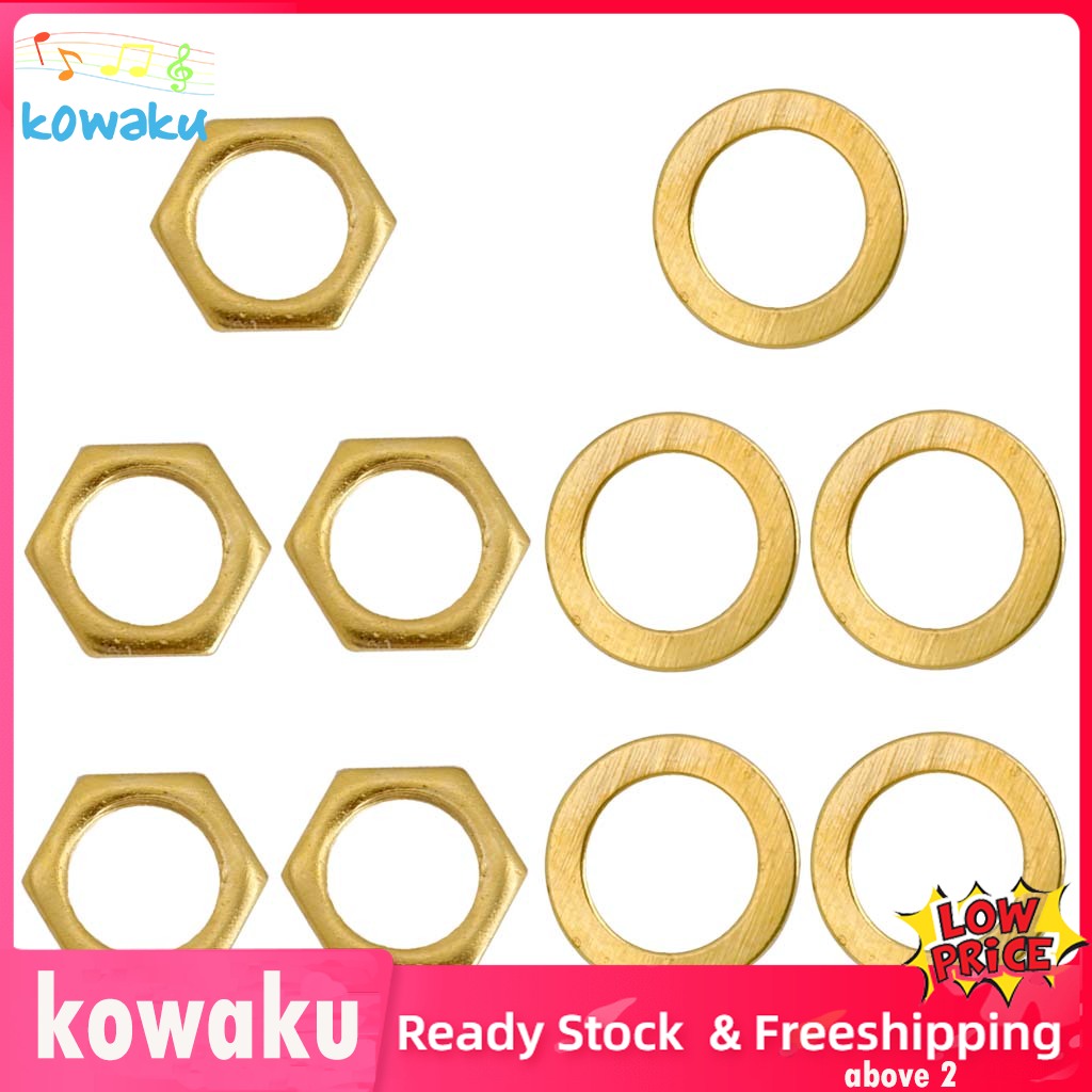 Kowaku 5 cái ổ cắm đầu ra giắc cắm âm trầm cho guitar điện, vòng đệm đai ốc