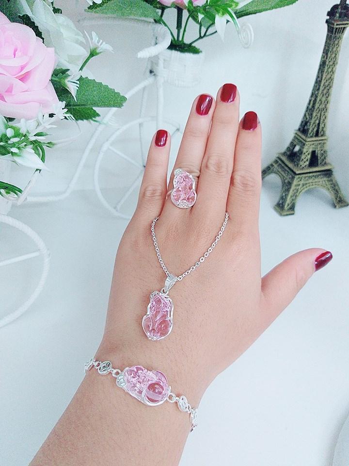 Bộ trang sức bạc ta tỳ hưu nghê đá phong thủy