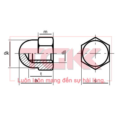Đai ốc mũ mạ (M10-M24)
