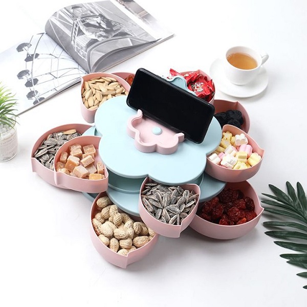 { Có Quà Tặng } Khay Mứt Tết - 2 Tầng 10 Cánh Hoa, Khay Đựng Bánh Kẹo Tết, Hộp Đựng Bánh Kẹo, Hộp Đựng Mứt Tết 2 Tầng, Khay Đựng Bánh Kẹo Ngày Tết 2024 Cấp Sang Trọng Tinh Tế