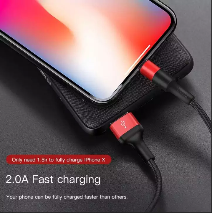 Cáp sạc nhanh Hoco Lightning cho iPhone 11 iPhone 11 Pro max XS Max X 7Plus 6Plus 5SE iPad cáp siêu bền cáp sạc nhanh 2.4A chiều dài 100cm