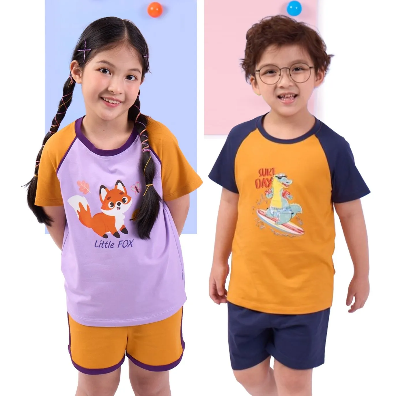 Đồ bộ quần áo thun cotton ngắn tay cho bé trai, bé gái mặc nhà mùa hè Econice 2023B. Size trẻ em 5, 6, 8, 10 tuổi
