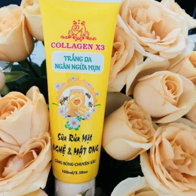 Mỹ phẩm đông anh - sua rua mat nghệ và mật ong collagen x3 - sữa rửa mặt nghệ và mật ong collagen x3 100ml
