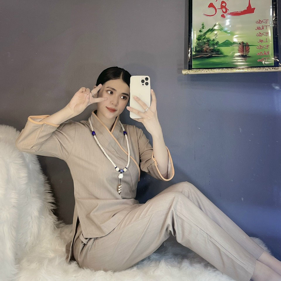 Bộ Quần Áo Nữ Phật Tử , Đồ Lam Đi Chùa Vải Cotton Lạnh Hàn Quốc Pa23 -  Mixasale
