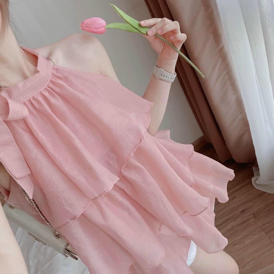 Sét Bộ Đùi Áo Cổ Yếm 3 Tầng Quần Tapta LONG Mart Màu Sắc Nhã Nhặn Thật Sự Phù Hợp Để Tới Công Sở, Đi Làm Hoặc Đi Chơi,Free Size Dưới 55kg,Phù Hợp Với Mọi Phong Cách