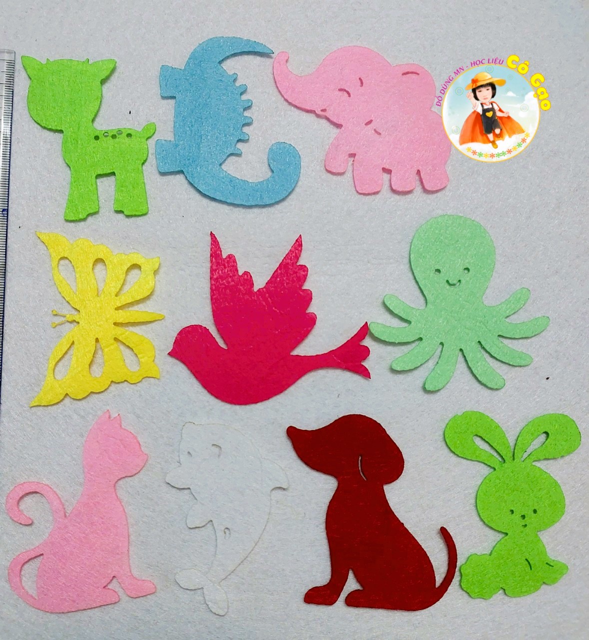 SET 20 CON VẬT NỈ NHIỀU MÀU TT MẦM NON(~7CM)