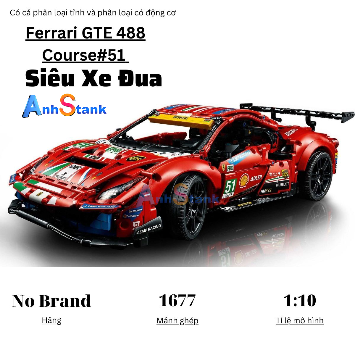 Mô hình lắp ráp siêu xe technic ferrari 488 GTE Course #51 tỉ lệ 1 ...