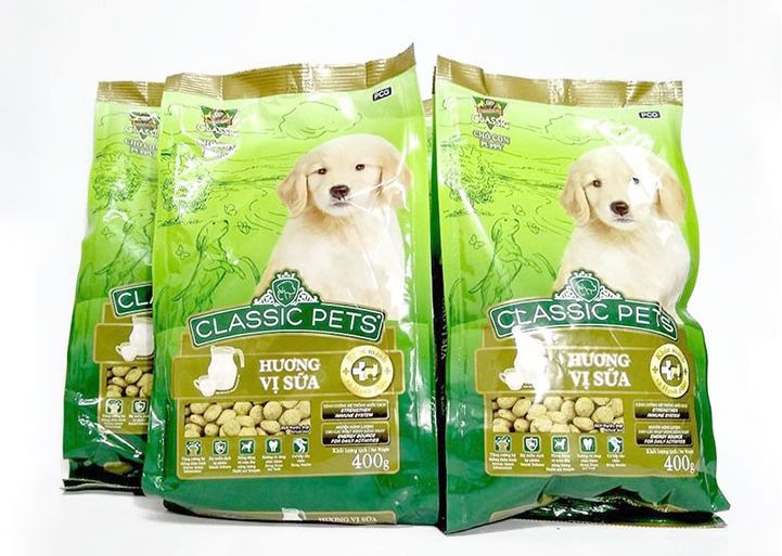 [HCM]Thức ăn hạt classic pets cho chó chó con 400gr vị sữa