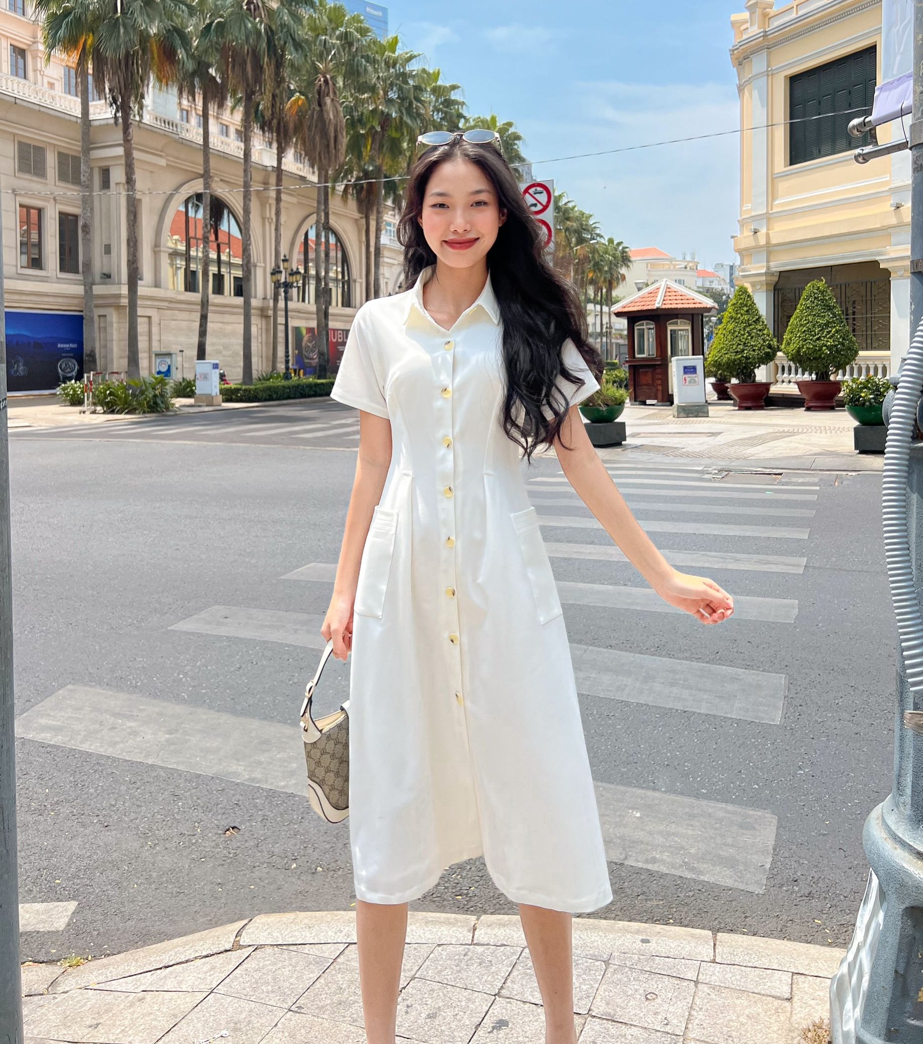 GOLA - Đầm NELLA - Đầm dáng dài cổ sơ mi