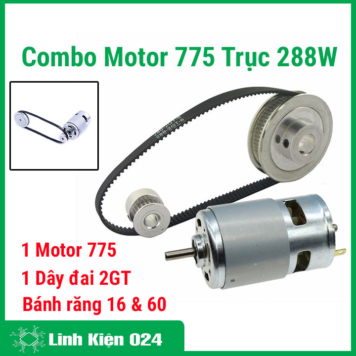 Combo động cơ 775 trục tròn đơn 288W và bộ truyền động