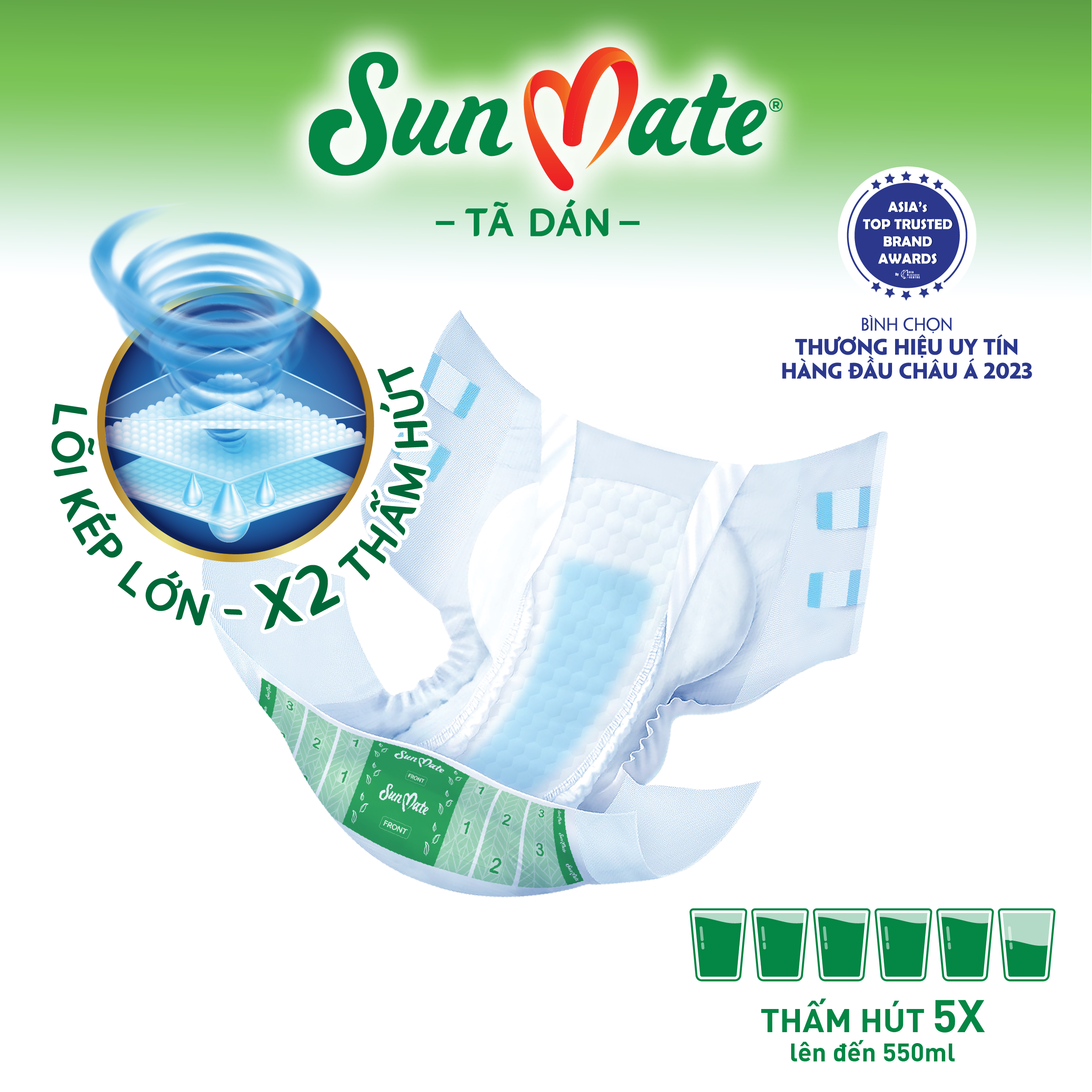Combo 4 Tã dán người lớn SunMate size M/L/XL18 + 2 miếng
