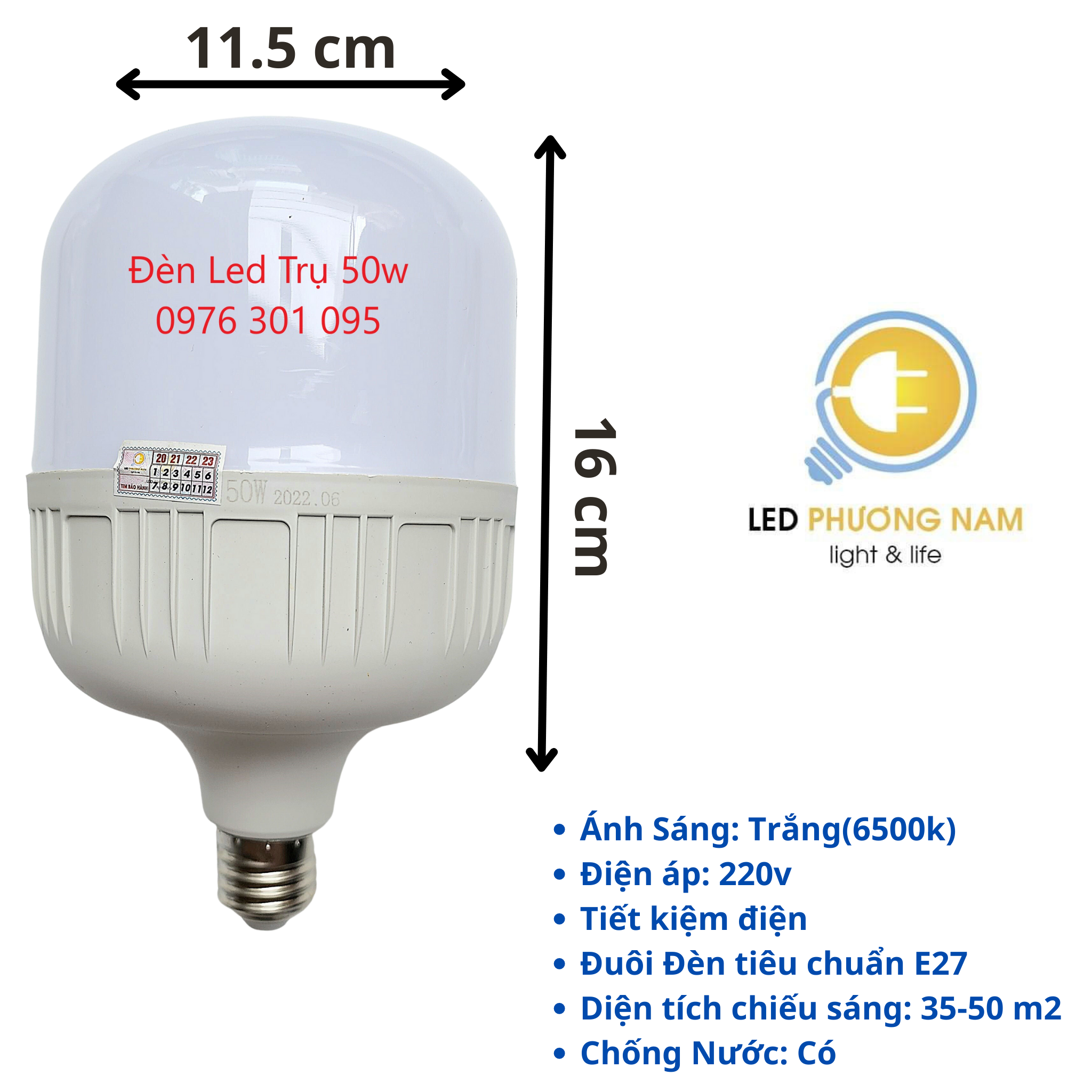 [Giá Hủy Diệt] Bóng Đèn Led Trụ 65W - 50w