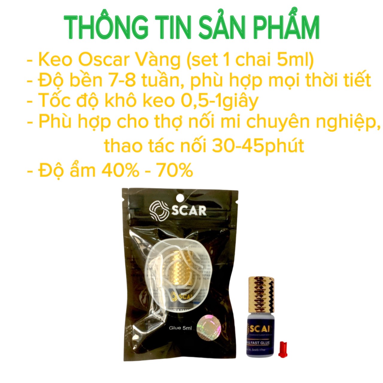 Keo nối mi cao cấp Oscar, ít cay siêu bền (dụng cụ nối mi)