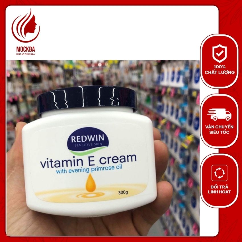 Kem dưỡng ẩm Redwin Vitamin E Cream 300g Hàng Úc, dưỡng doby, mặt toàn thân giảm khô nứt, mịn màng và căng bóng da: ShopMyPhamNga_Mockba