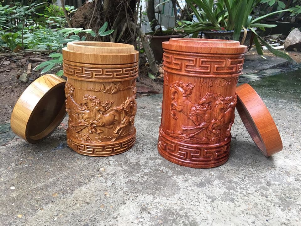 Hộp Đựng Chè Gỗ Hương Cao Cấp cao 20cm