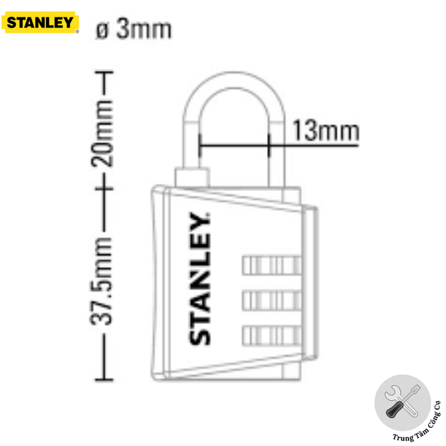 Ổ khóa số Stanley S742-054 30mm 3 Digit Zinc Security Indicator.