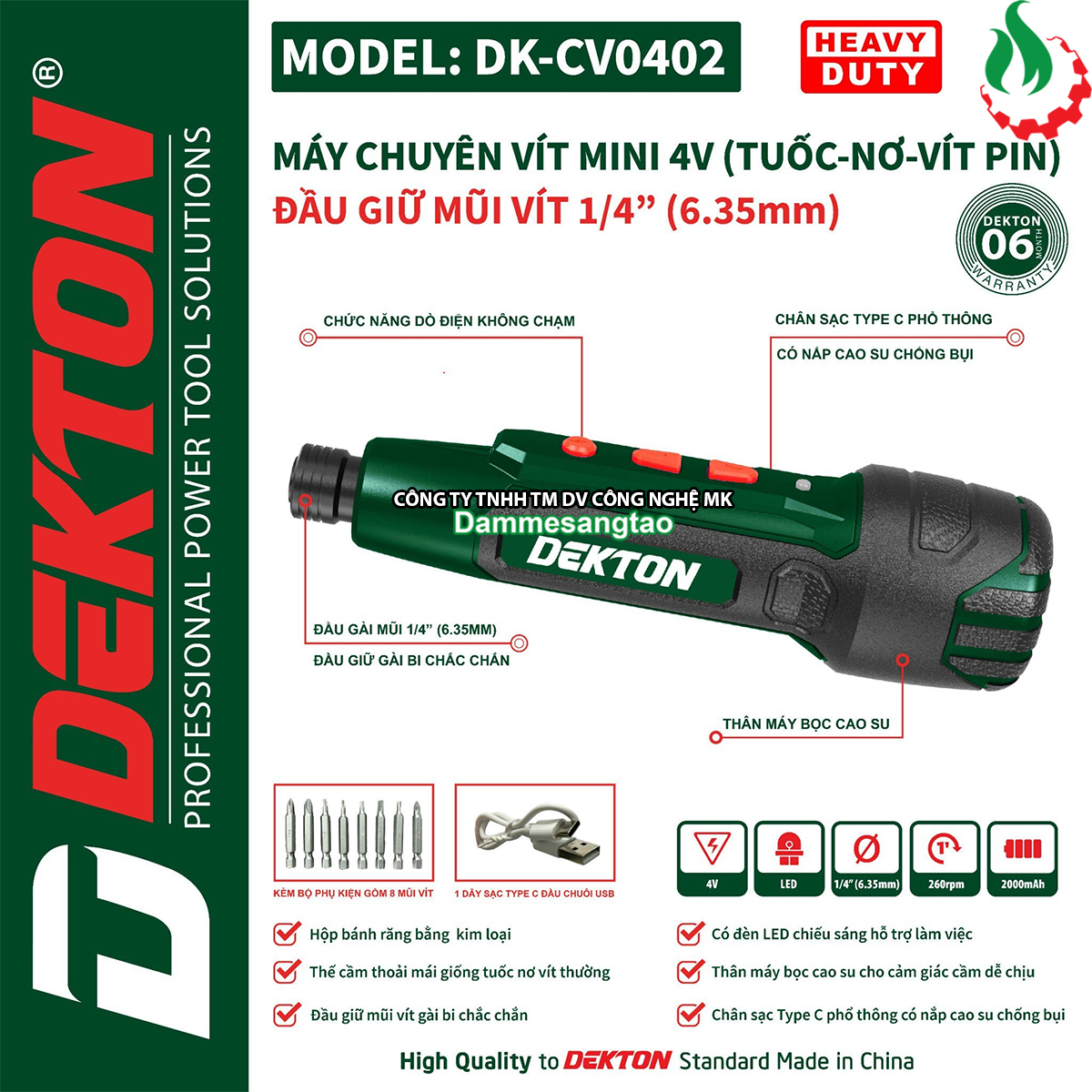 Máy vặn vít pin 4v dekton dk-cv0402