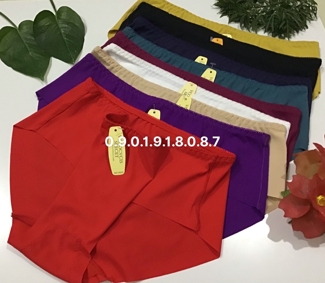 Combo 10 quần lót nữ su cao cấp form đại nền trơn sọc gân tăm chắc chắn không lộ viền 55kg đến 70kg mã 5005 nội y MarketOnline