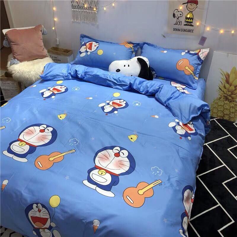 Trọn bộ chăn ga gối cotton 5 món Doremon (1m6)