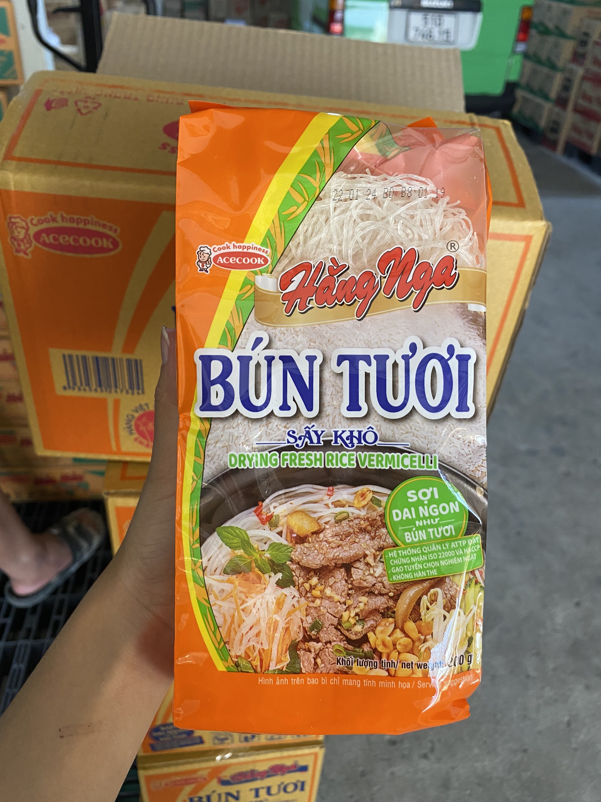 ( Thùng 10 gói ) Bún tươi sấy khô Hằng Nga gói 200g