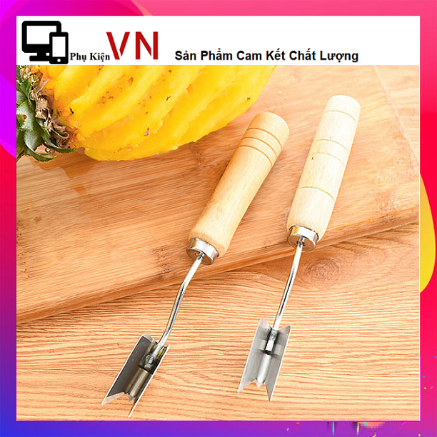 Dụng Cụ Cắt Mắt Thơm Dứa Hình Chữ V Cán Gỗ Tiện Lợi - Dao Lấy Mắt thơm Đa Năng