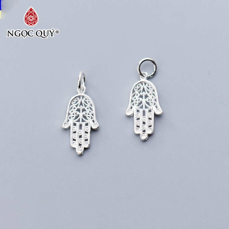 Charm bạc hình bàn tay hamsa treo 19x10.5x1.5mm - Ngọc Qúy Gemstones