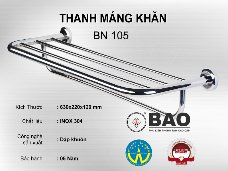 [HCM]Thanh máng khăn tầng BAO-BN 105 (INOX 304)