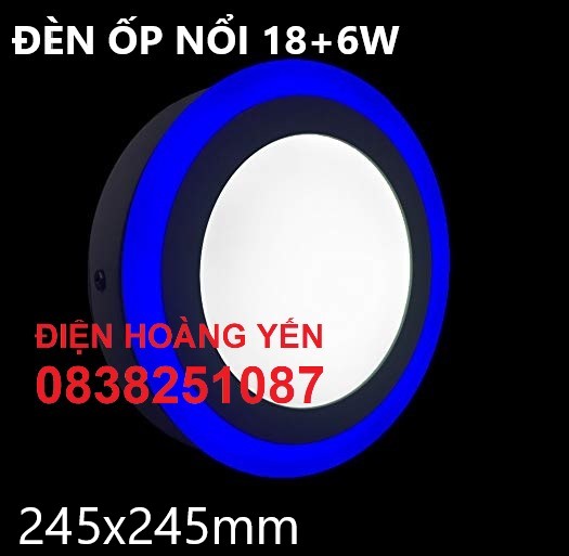 đèn trần trang trí 24w tròn 2 màu 3 chế độ