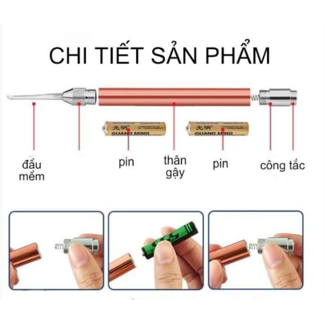Đèn soi tai,ngoáy tai có đèn an toàn chuyên nghiệp bộ lấy ráy tai cho bé kèm hộp đựng sang trọng