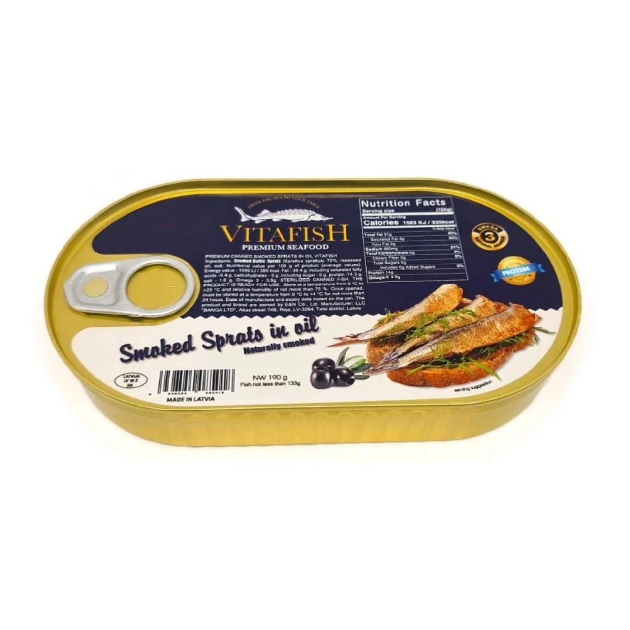 Baltic Herring in Olive Oil 190g - Imported from Russia, Delicious and Nutritious