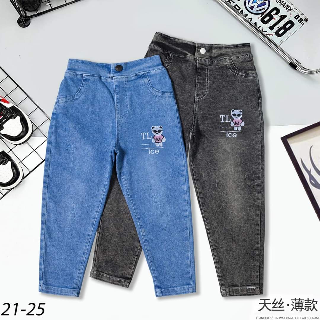 [Hoàn tiền 6%] Quần jean dài họa tiết thêu xinh xắn siêu hot cho bé gái 20-40kg
