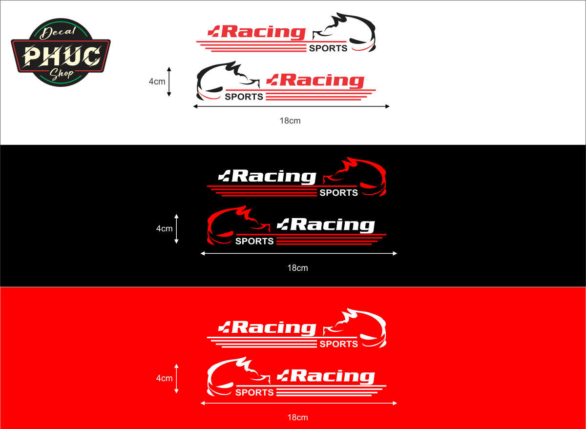 Tem trang trí gương chiếu hậu mẫu Racing