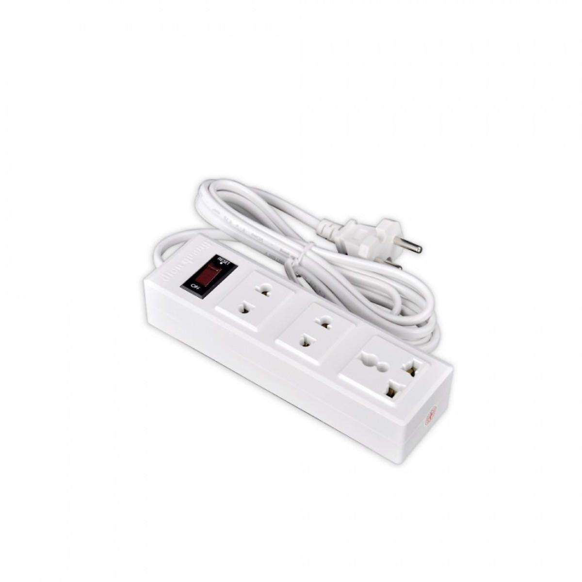 Ổ cắm Điện Quang ĐQ 002A-02-2M (3 lỗ dây 2 mét)