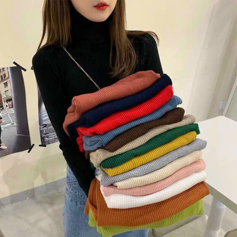 Áo len tăm cổ lọ hàng Quảng Châu cao cấp